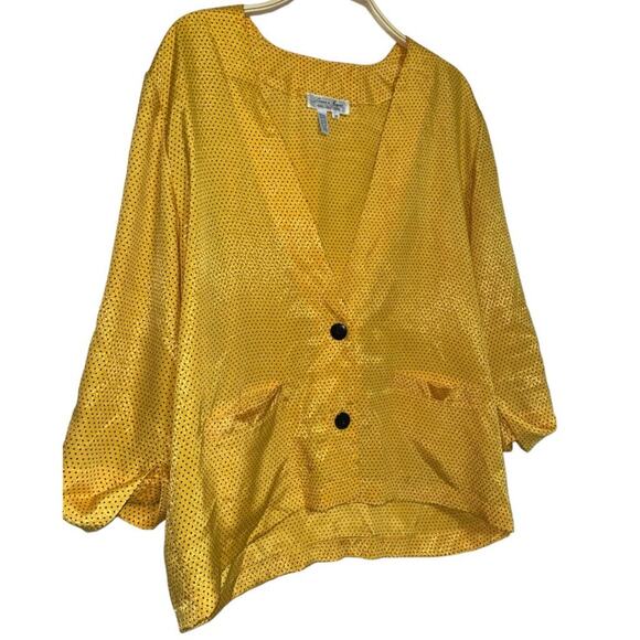 Vintage Laura & Jayne Yellow Polka Dot Blazer Women’s Size 14 Lightweight - Picture 2 of 7